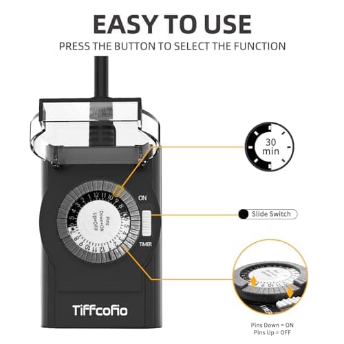 Heavy Duty Outdoor Timer with 2 Outlets, 24 Hour Waterproof Mechanical Light Timer