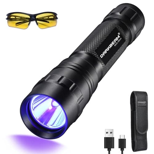 DARKBEAM UV Flashlight 395nm Blacklight, Powerful USB-C Rechargeable LED Ultraviolet Flashlight for Pet Urine Detection