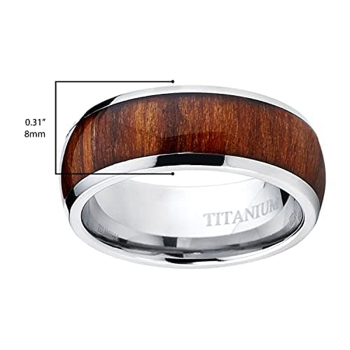 Titanium Ring for Men with Wood Inlay