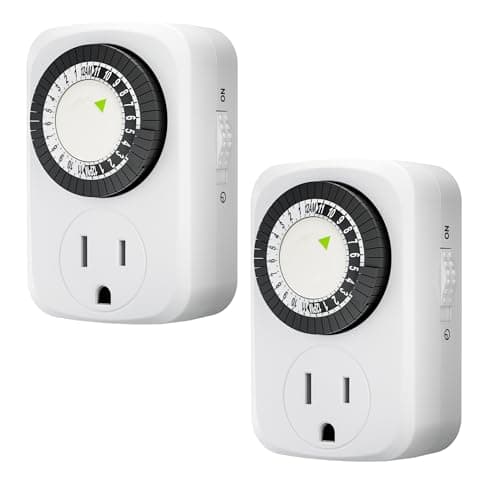 HBN Indoor 24-Hour Mechanical Timer, 30 Min Intervals, 3-Prong, 2-Pack, ETL Listed