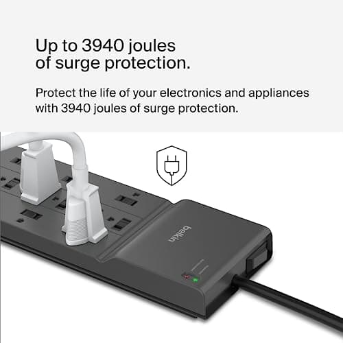 Belkin 12-Outlet Surge Protector Power Strip, 8ft Cord, 3,940 Joules Protection