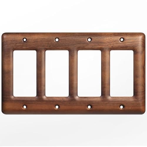 Stylish North American Walnut Switchplates for Modern Décor — Quad Toggle