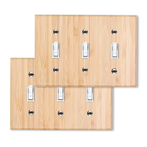 Solid Bamboo Single Toggle Light Switch Plate, 4.5" x 2.76" Home Decor — 2PC-Triple Toggle