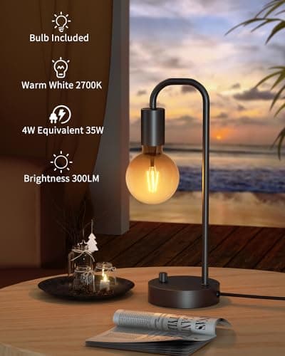 ONEWISH Fully Dimmable Warm Bedside Lamps for Kids Reading (2700K Bulb Included)
