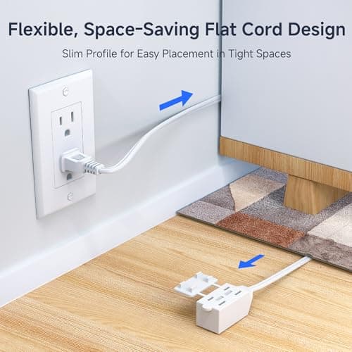 Cable Matters 2-Pack 16 AWG 2 Prong Extension Cord, 6 ft, 13A 3-Outlet, Tamper Guard, White