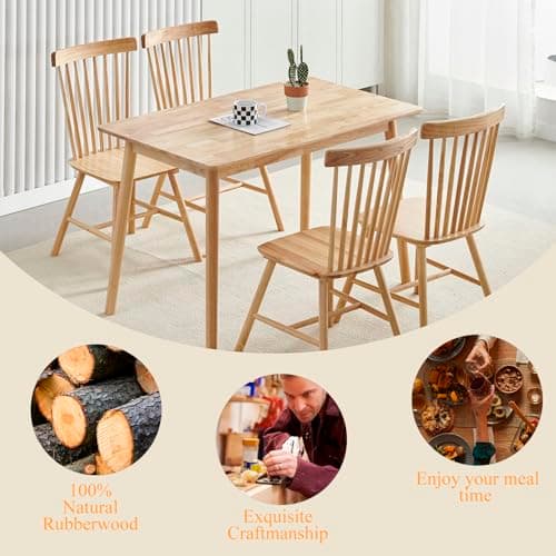 Wooden Dining Chairs Set of 4, Windsor Style for Kitchen Room