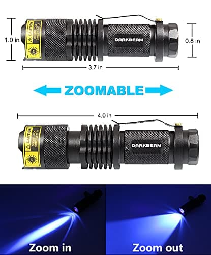 DARKBEAM 2-Pack 365nm UV Light Flashlight for Dog Urine Detection & Resin Curing
