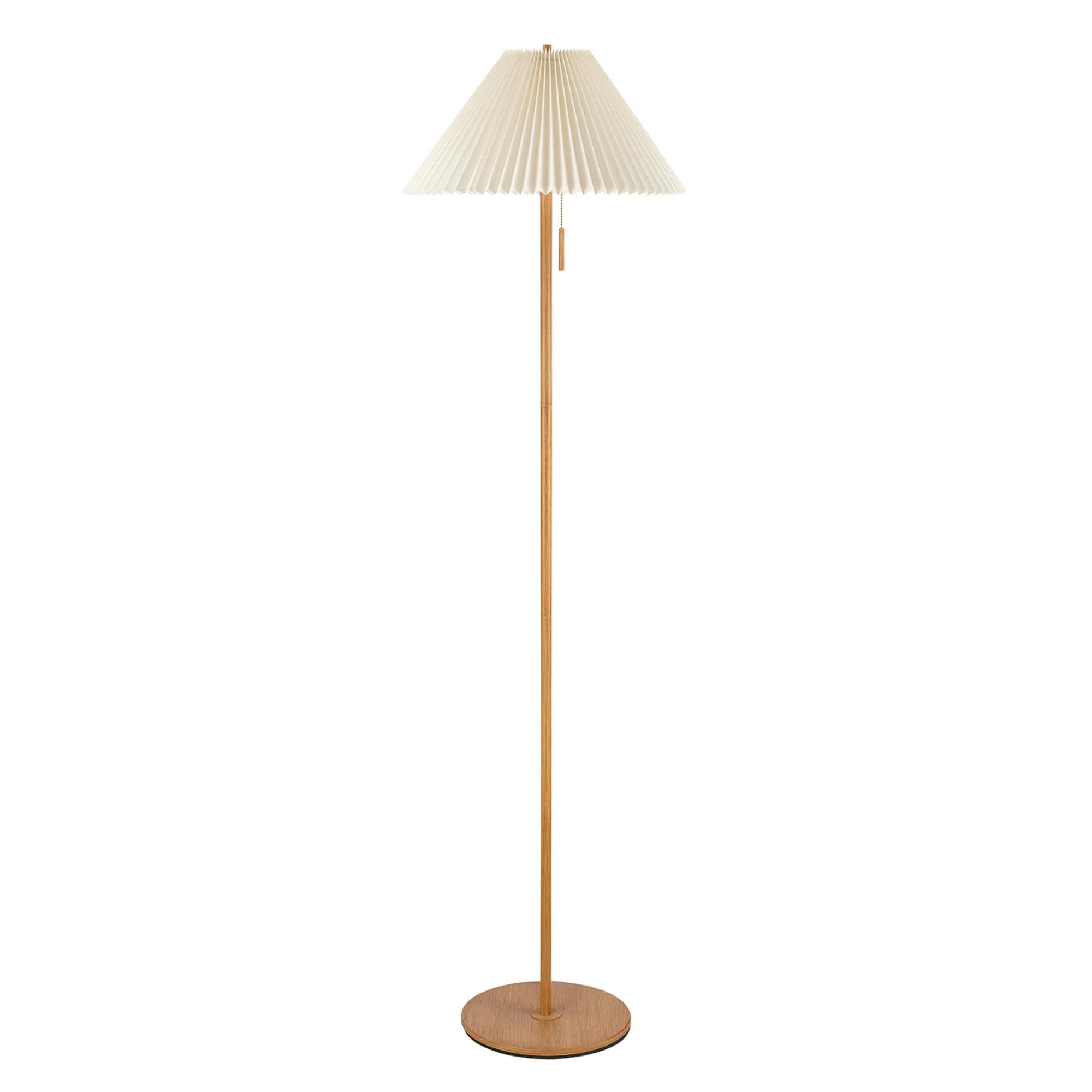 GLOBE Electric 62" Wood Toned Floor Lamp with Pleated Fabric Shade