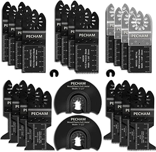 PECHAM 24PCS Universal Wood Metal Oscillating Saw Blades Fit Porter Cable Black & Decker