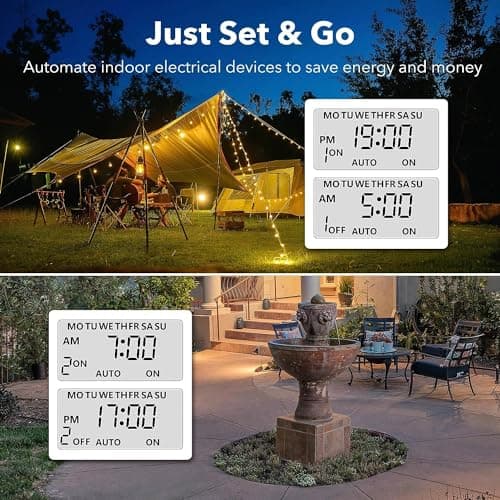 BN-LINK 7-Day Outdoor Heavy-Duty Digital Timer, 1875W ETL Listed