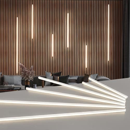 6pcs Self-adhesive White LED Light Kit for Wood Slat Walls & Home Decor