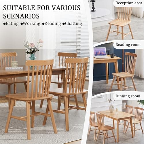 4-Piece Farmhouse Solid Wood Windsor Dining Chair Set with Spindle Back