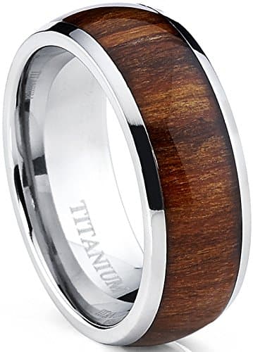 Titanium Ring for Men with Wood Inlay