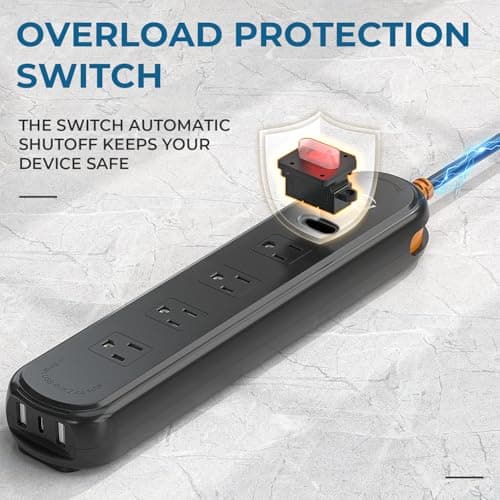 Weatherproof Outdoor Power Strip, 1875W 7-in-1 Surge Protector 10FT Cable
