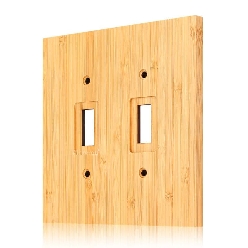 Solid Bamboo Light Switch Plate, Decorative Raw Wood Cover 4.8" x 3.14" Single Toggle — 1PC-6K Wall Plate 4