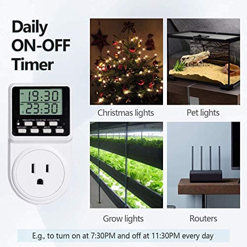 24-Hour Programmable Countdown Timer for Electrical Outlet, 120V 15A (1 Pack)