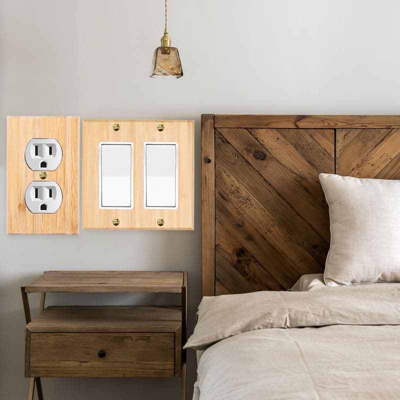Bamboo Solid Wood Light Switch Plate Decorative Cover