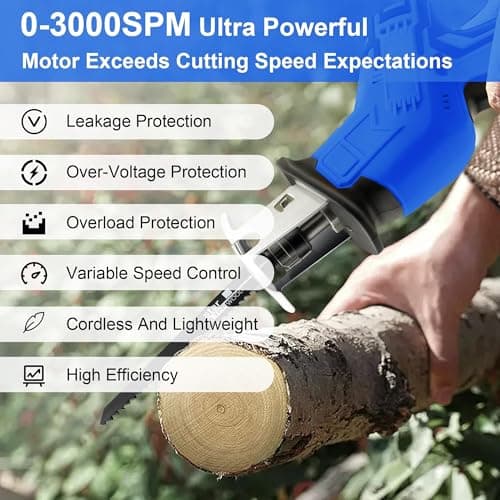 18V Cordless Reciprocating Saw with 4 Blades & Protective Kit