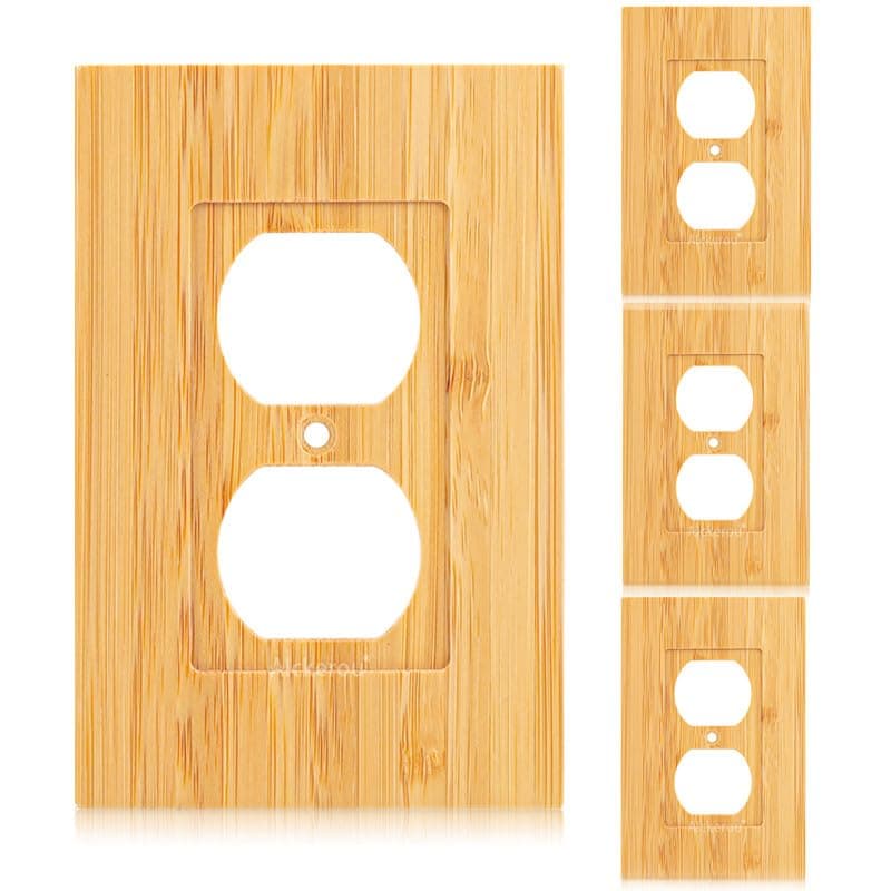 Solid Bamboo Light Switch Plate, Decorative Raw Wood Cover 4.8" x 3.14" Single Toggle — 4PC-6K Wall Plate 2