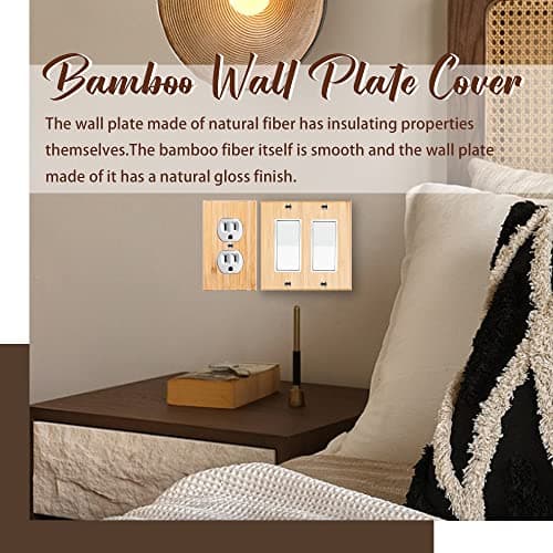 Solid Bamboo Single Toggle Light Switch Plate, 4.5" x 2.76" Home Decor