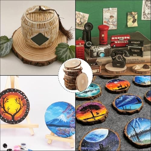 17 PCS Natural Round Wood Slices for Centerpieces,Crafts & Decor