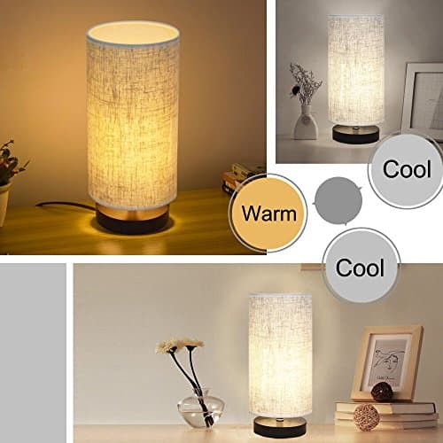 Fabric Wooden Table Lamp, Cylinder Black Base, Bedside & Desk Lamp