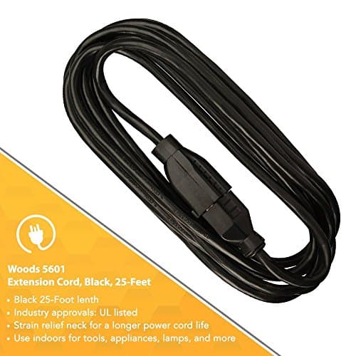 Office Extension Cord, 25Ft, 16 Gauge, 3-Conductor, Black