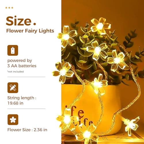 Bamworld Battery Powered Flower Fairy Lights Plant Stand for Living Room