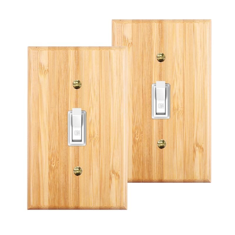 Bamboo Solid Wood Light Switch Plate Decorative Cover — 2PC-Wood Wall Plate 1
