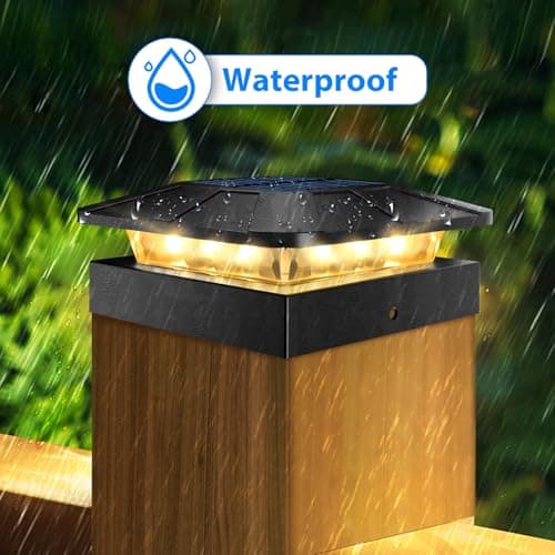 4x4in Solar Post Cap Lights 3 Modes, 4 Packs, Waterproof for Wood/Vinyl Posts Outside