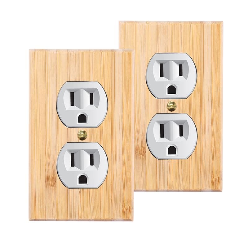 Bamboo Solid Wood Light Switch Plate Decorative Cover — 2PC-Wood Wall Plate 3