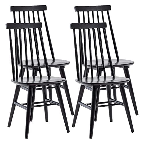 DUHOME Black Slat Spindle Back Wooden Dining Chair Set, 4 Pack Kitchen Dining Room