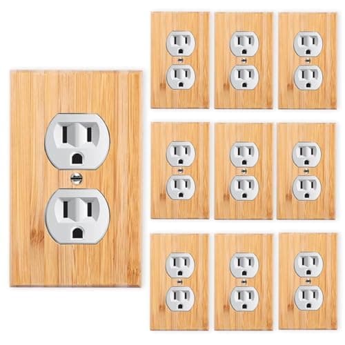 Solid Bamboo Single Toggle Light Switch Plate, 4.5" x 2.76" Home Decor — 9-10PC-Double hole Outle