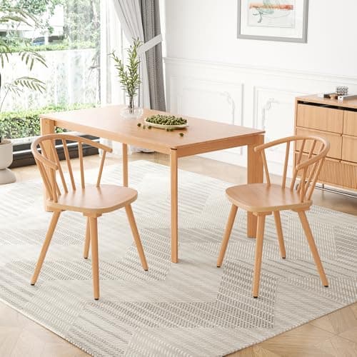 Windsor Mid-Century Modern Kitchen Dining Room Chairs — Natural