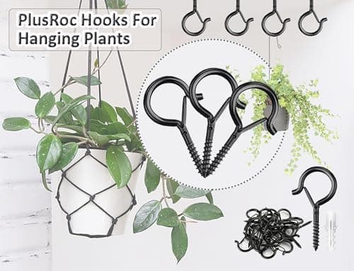 PlusRoc 20 Pack Heavy Duty Black Eye Hooks for String Lights and More