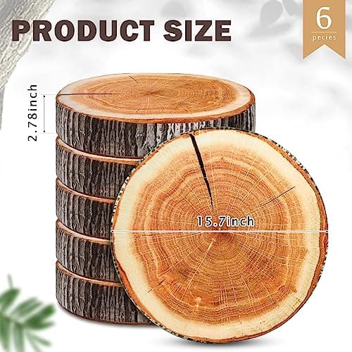 Unittype 6 Pcs Round Wood Decor Throw Pillow with Natural Digital Printing for Living Room Bedroom