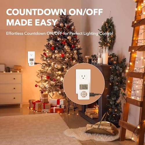 BN-LINK Digital 24 Hour Programmable Outlet Timer with Countdown, 3 Prong 125V, Energy Saving