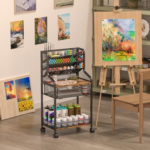 Multifunctional Rolling Utility Cart for Artists and Office