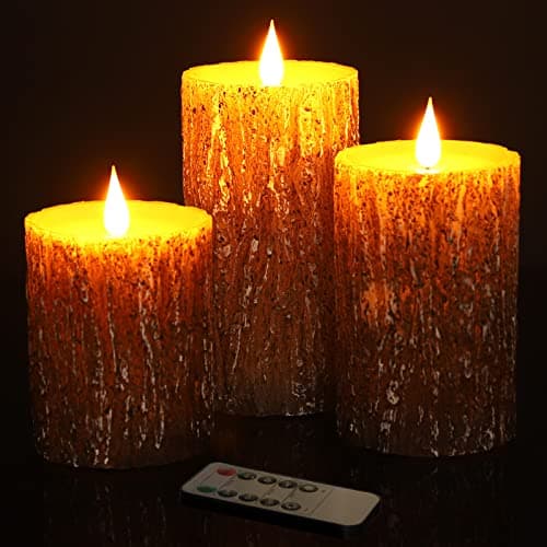 Battery Operated 3D Wick Flameless Pillar Candles with Remote Control
