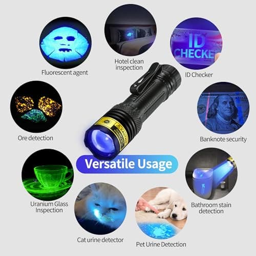 DARKDAWN 365nm Mini USB-C Rechargeable Black Light LED Flashlight