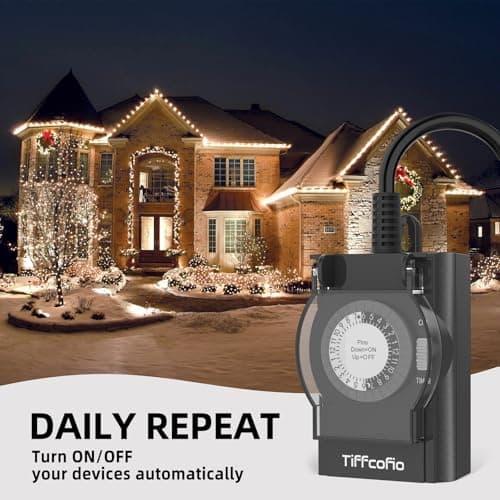 Heavy Duty Outdoor Timer with 2 Outlets, 24 Hour Waterproof Mechanical Light Timer