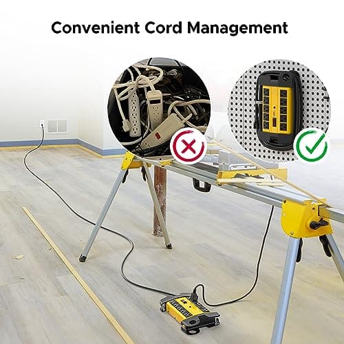 CRST 10-Outlet Heavy Duty Power Strip with 15-Amp Surge Protector, 15-Foot Cord, ETL Listed (Yellow)