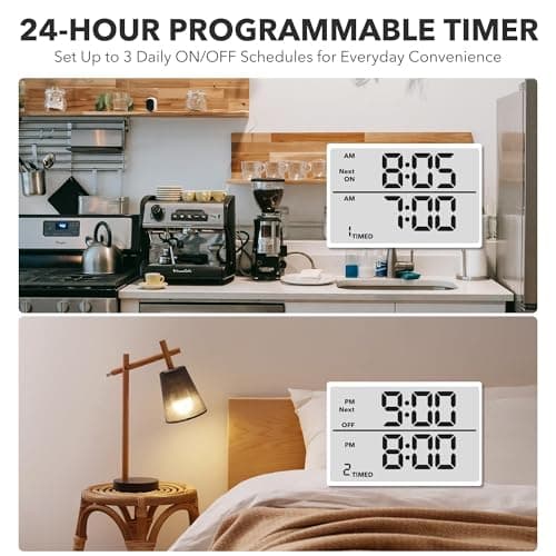 BN-LINK Digital 24 Hour Programmable Outlet Timer with Countdown, 3 Prong 125V, Energy Saving