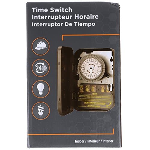 Durable Indoor 24-Hour Mechanical Timer Switch, 120V/40A DPST, BLACK
