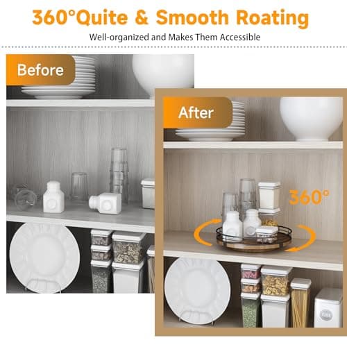 Farmhouse Oak 9" Lazy Susan Organizer for Cabinet & Storage