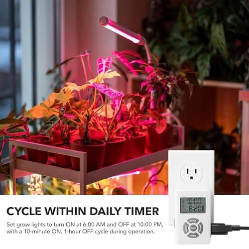 BN-LINK Digital 24 Hour Programmable Outlet Timer with Countdown, 3 Prong 125V, Energy Saving