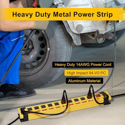 3300J Surge Protector Power Strip, 10 Outlets, Heavy Duty Metal Construction