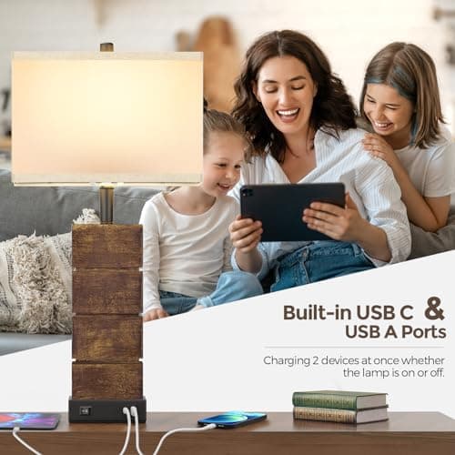 Farmhouse Table Lamps Set of 2 with 3 Color Temperatures