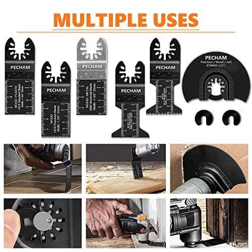 PECHAM 24PCS Universal Wood Metal Oscillating Saw Blades Fit Porter Cable Black & Decker
