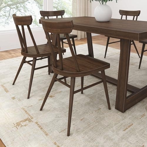 Windsor Walnut Solid Wood Farmhouse Dining Chair, Pack of 2